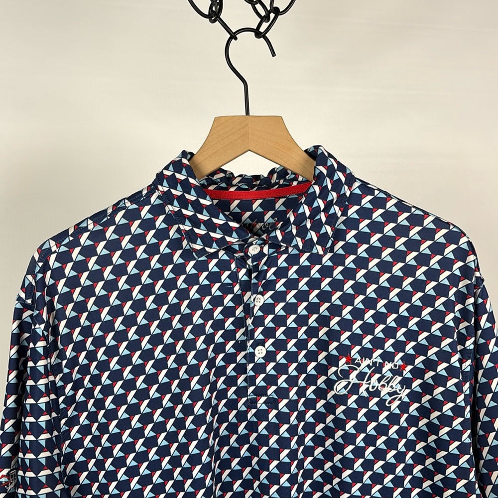 Barstool Golf "Ain't No Hobby" Geometric Golf Polo - Large - Barstool Sports